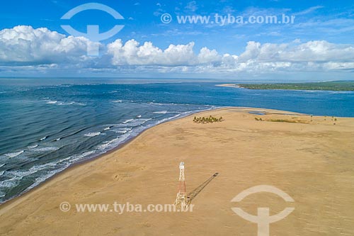  Foto feita com drone da foz do Rio São Francisco na APA de Piaçabuçu com o Pontal do Peba ao fundo - divisa entre Sergipe e Alagoas  - Piaçabuçu - Alagoas (AL) - Brasil