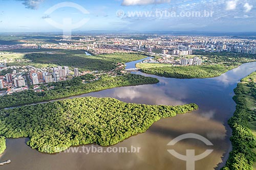  Foto feita com drone do Parque dos Cajueiros com Rio Poxim  - Aracaju - Sergipe (SE) - Brasil