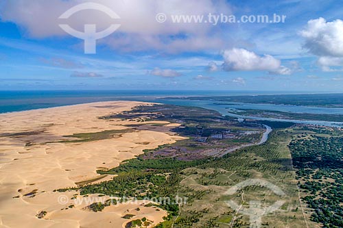  Foto feita com drone da APA de Piaçabuçu com a foz do Rio São Francisco ao fundo  - Piaçabuçu - Alagoas (AL) - Brasil