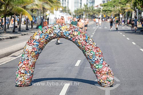  Escultura do catador Sergio Amaro Vidal - feita com material reciclado - na Avenida Vieira Souto  - Rio de Janeiro - Rio de Janeiro (RJ) - Brasil