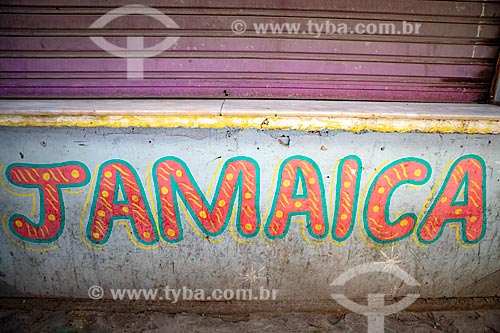  Detalhe de letreiro com o dizer: Jamaica no Centro Luiz Gonzaga de Tradições Nordestinas  - Rio de Janeiro - Rio de Janeiro (RJ) - Brasil