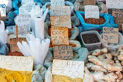  Detalhe de temperos à venda na Feira livre da Praça Nicarágua  - Rio de Janeiro - Rio de Janeiro (RJ) - Brasil