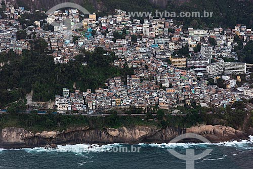  Foto aérea da favela do vidigal  - Rio de Janeiro - Rio de Janeiro (RJ) - Brasil