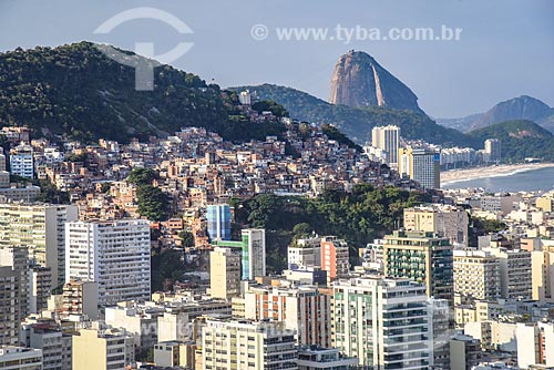  Foto aérea do bairro de Ipanema com a Praia de Copacabana e o Pão de Açúcar ao fundo  - Rio de Janeiro - Rio de Janeiro (RJ) - Brasil