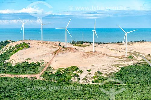  Foto feita com drone do Parque Eólico Canoa Quebrada  - Aracati - Ceará (CE) - Brasil