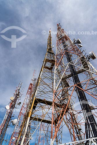  Detalhe de torres de telecomunicação no Morro do Sumaré  - Rio de Janeiro - Rio de Janeiro (RJ) - Brasil