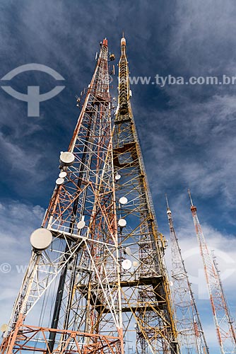  Detalhe de torres de telecomunicação no Morro do Sumaré  - Rio de Janeiro - Rio de Janeiro (RJ) - Brasil