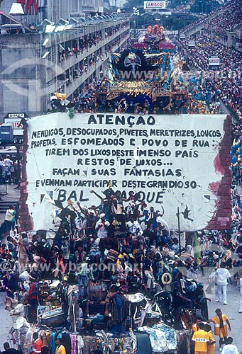  Desfile do Grêmio Recreativo Escola de Samba Beija-Flor - Carro alegórico - Enredo 1989 - Ratos e Urubus, Larguem a Minha Fantasia  - Rio de Janeiro - Rio de Janeiro (RJ) - Brasil