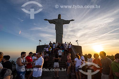  Vista do pôr do sol a partir do mirante do Cristo Redentor  - Rio de Janeiro - Rio de Janeiro (RJ) - Brasil