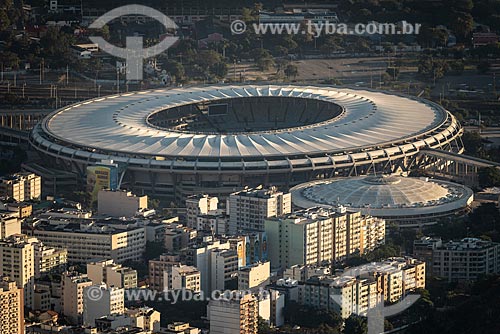  Foto aérea do Estádio Jornalista Mário Filho (1950) - mais conhecido como Maracanã - durante o pôr do sol  - Rio de Janeiro - Rio de Janeiro (RJ) - Brasil