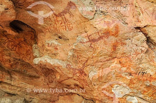  Detalhe de pintura rupestre - Sítio Arqueológico Gruta do Barro Branco  - Alcinópolis - Mato Grosso do Sul (MS) - Brasil