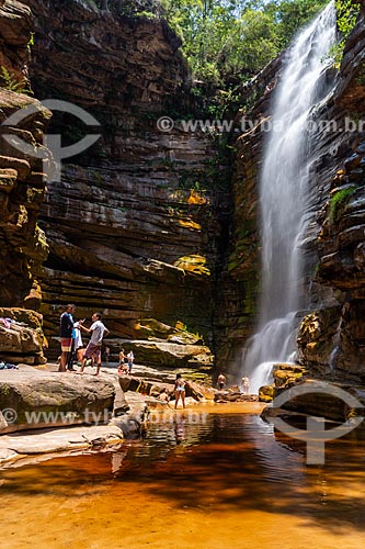 Turistas na Cachoeira do Mosquito - Parque Nacional da Chapada Diamantina  - Lençóis - Bahia (BA) - Brasil