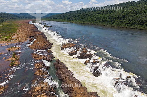  Foto feita com drone do Salto do Yucumã no Rio Uruguai, maior cachoeira longitudinal do mundo  - Derrubadas - Rio Grande do Sul (RS) - Brasil