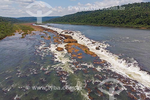  Foto feita com drone do Salto do Yucumã no Rio Uruguai, maior cachoeira longitudinal do mundo  - Derrubadas - Rio Grande do Sul (RS) - Brasil