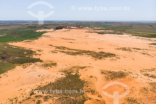  Foto feita com drone de pasto nativo em processo de arenização nos campos sulinos  - Quaraí - Rio Grande do Sul (RS) - Brasil