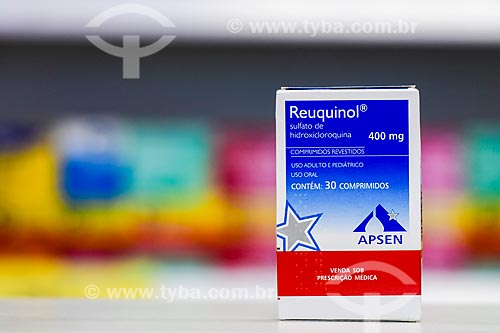  Embalagem  do medicamento Reuquinol (SULFATO DE HIDROXICLOROQUINA) - Crise do Coronavírus  - Porto Alegre - Rio Grande do Sul (RS) - Brasil