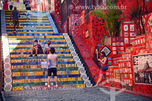 Turistas na Escadaria do Selarón - Rio de Janeiro - Rio de Janeiro (RJ) - Brasil