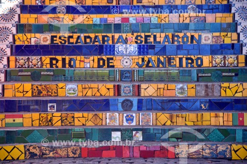 Detalhe da Escadaria do Selarón - Rio de Janeiro - Rio de Janeiro (RJ) - Brasil
