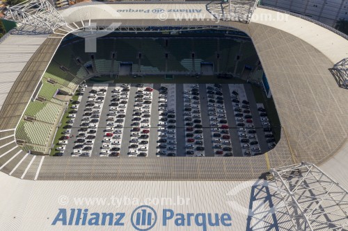 Foto feita com drone de show no Allianz Parque em sistema Drive-In devido à Crise do Coronavírus - São Paulo - São Paulo (SP) - Brasil