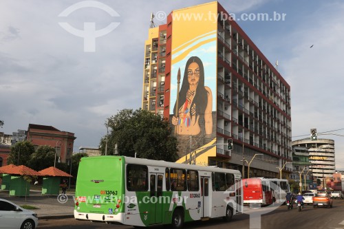 Vista do Hotel Amazonas (edifício Ajuricaba), transformado em condomí­nio residencial e comercial - Manaus - Amazonas (AM) - Brasil