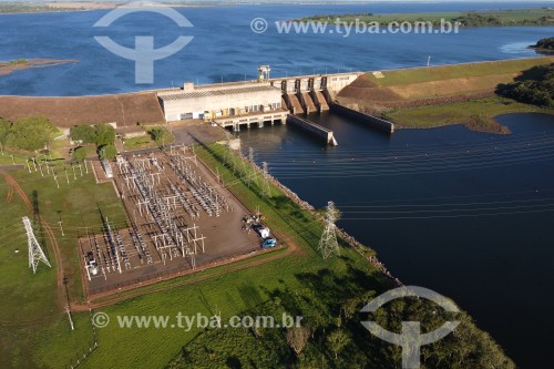 Foto feita com drone da Usina Hidrelétrica de Nova Avanhandava - Hidrovia Tietê-Paraná - Buritama - São Paulo (SP) - Brasil