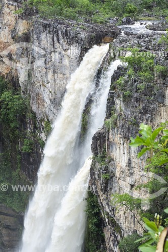 Vista da Cachoeira do Salto (80m) - Saltos do Rio Preto - Parque Nacional da Chapada dos Veadeiros  - Alto Paraíso de Goiás - Goiás (GO) - Brasil