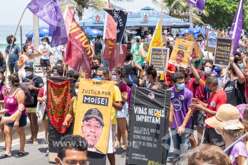Manifestação em repúdio ao assassinato do refugiado congolês Moise Kabagambe próximo ao Posto 8 - Rio de Janeiro - Rio de Janeiro (RJ) - Brasil