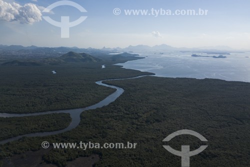 Foto feita com drone da Área de Proteção Ambiental de Guapi-mirim as margens da Baía de Guanabara - Guapimirim - Rio de Janeiro (RJ) - Brasil