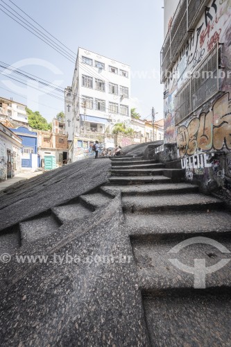 Escadaria na Pedra do Sal - também conhecido como Largo João da Baiana - Rio de Janeiro - Rio de Janeiro (RJ) - Brasil