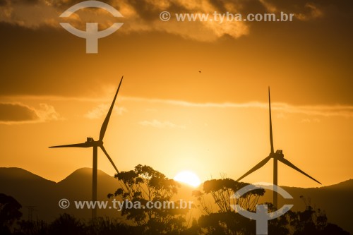 Pôr do sol no Parque Eólico da Honda Energy - Xangri-lá - Rio Grande do Sul (RS) - Brasil