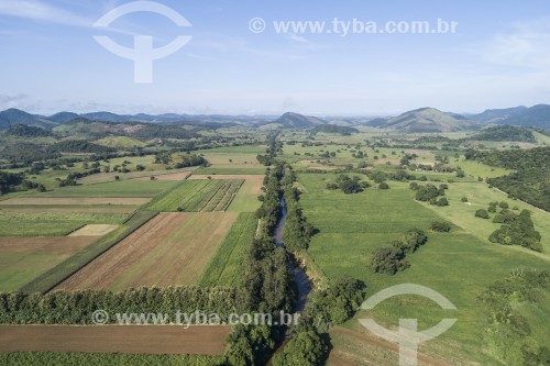 Foto feita com drone de área com plantação - Reserva Ecológica de Guapiaçu - Cachoeiras de Macacu - Rio de Janeiro (RJ) - Brasil