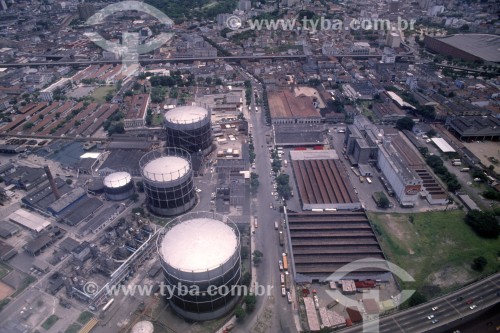 Vista aérea do Antigo gasômetro da Companhia Estadual de Gás (CEG) - Rio de Janeiro - Rio de Janeiro (RJ) - Brasil