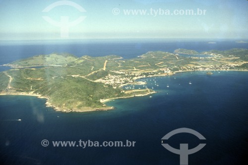 Vista aérea de Búzios - Anos 80 - Armação dos Búzios - Rio de Janeiro (RJ) - Brasil