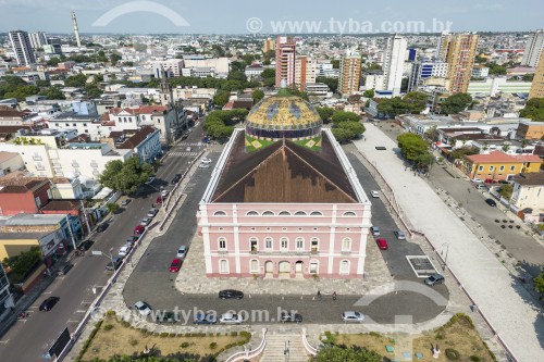 Foto feita com drone do Teatro Amazonas (1896) - Manaus - Amazonas (AM) - Brasil