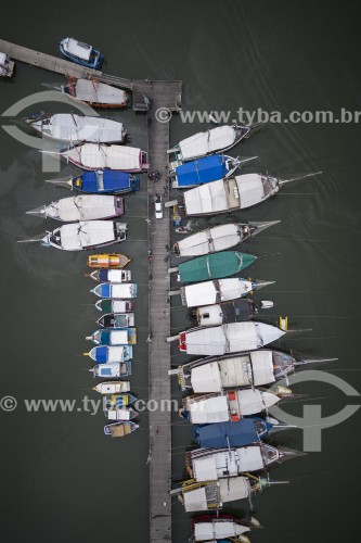 Foto feita com drone de barcos no cais de Paraty - Paraty - Rio de Janeiro (RJ) - Brasil