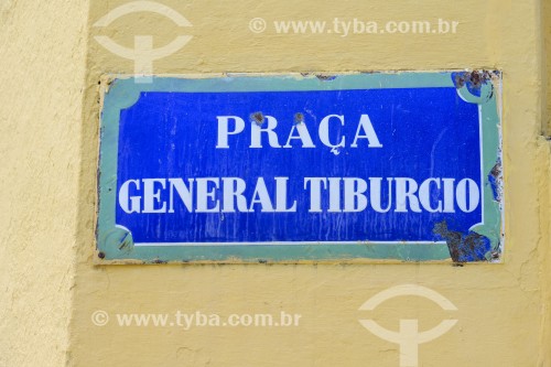 Placa de rua na Praça General Tiburcio - Fortaleza - Ceará (CE) - Brasil