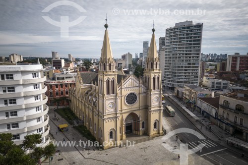 Foto feita com drone da Catedral Basílica Menor de Nossa Senhora da Luz dos Pinhais - Catedral de Curitiba - Curitiba - Paraná (PR) - Brasil
