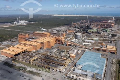 Foto feita com drone da Companhia Siderúrgica do Pecém - faz parte do complexo industrial e portuário do Pecém - São Gonçalo do Amarante - Ceará (CE) - Brasil