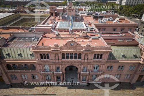 Foto feita com drone da Casa Rosada (1898) - também conhecida como Casa de Gobierno é a sede do governo da Argentina  - Buenos Aires - Província de Buenos Aires - Argentina