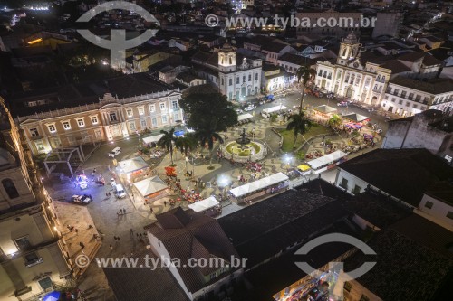 Foto feita com drone da Praça da Sé com a Catedral-Basílica Primacial do Santíssimo Salvador - Salvador - Bahia (BA) - Brasil