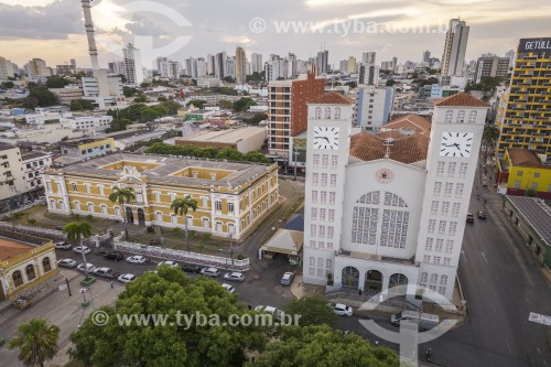Foto feita com drone do Palácio da Instrução (1913) - Atualmente é a sede da Secretaria Estadual de Cultura, do Museu de História Natural e Antropologia e da Biblioteca Pública - Cuiabá - Mato Grosso (MT) - Brasil