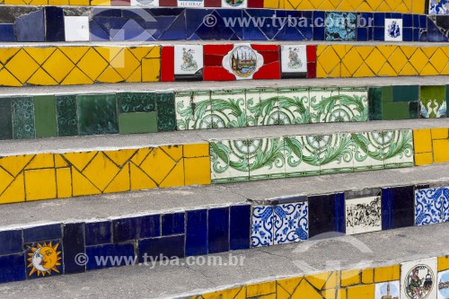 Detalhe da Escadaria do Selarón - Rio de Janeiro - Rio de Janeiro (RJ) - Brasil