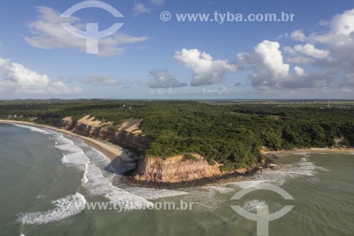 Foto feita com drone de falésias na Praia da Baía dos Golfinhos  - Tibau do Sul - Rio Grande do Norte (RN) - Brasil