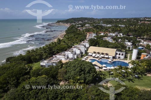 Foto feita com drone de hoteis na orla do Distrito de Pipa - Tibau do Sul - Rio Grande do Norte (RN) - Brasil