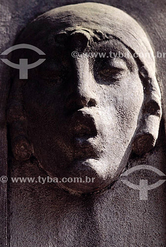  Architectural detail, a face sculpted in stone - Brazil 