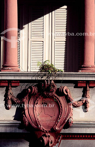  Architectural detail: window and columns on a building facade 