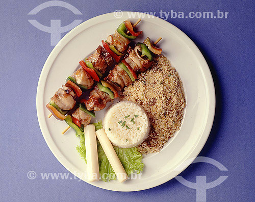  Culinary - Barbecue with rice and farofa 