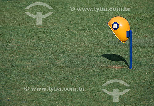  Public phone in the soccer field of Maracana Stadium - Rio de Janeiro state - Brazil 