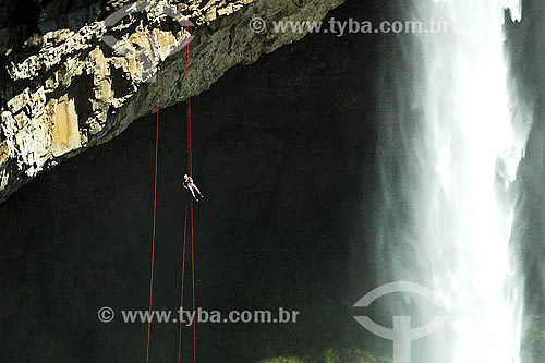  Rappel at Cachoeira do Caracol waterfall - Canela region - Rio Grande do Sul state - Brazil 