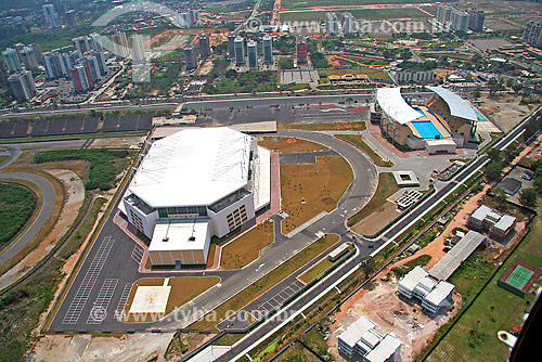  Aerial view of Sports Arena and Maria Lenk Aquatic Park - Autodrome Complex - Jacarepagua neighbourhood - Rio de Janeiro city - Rio de Janeiro state - Brazil 